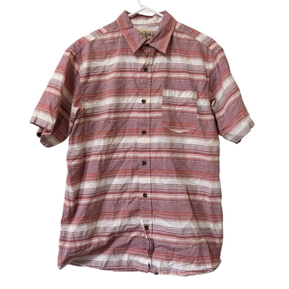 Red Head Brand Co Short Sleeve Shirt Men Large Redβ Button Down Plaid Pockets
